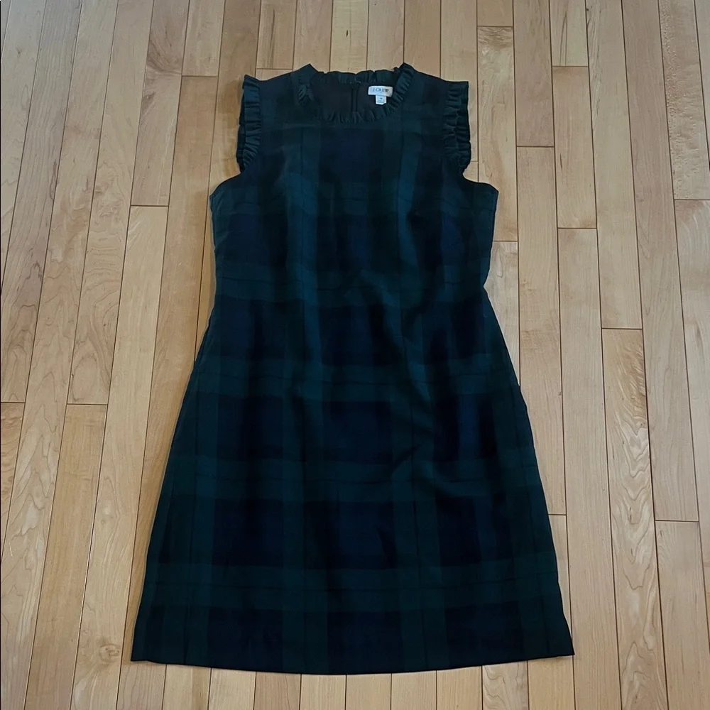 J. Crew Dark Plaid Sleeveless Dress Size 4 - Picture 2 of 5